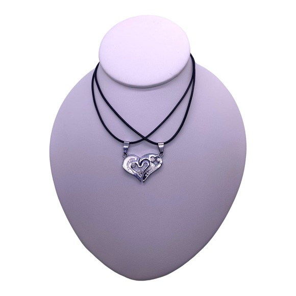 His Her Lovers Husband Wife Couples Silver I Love You Heart Necklaces Set - Picture 4 of 8